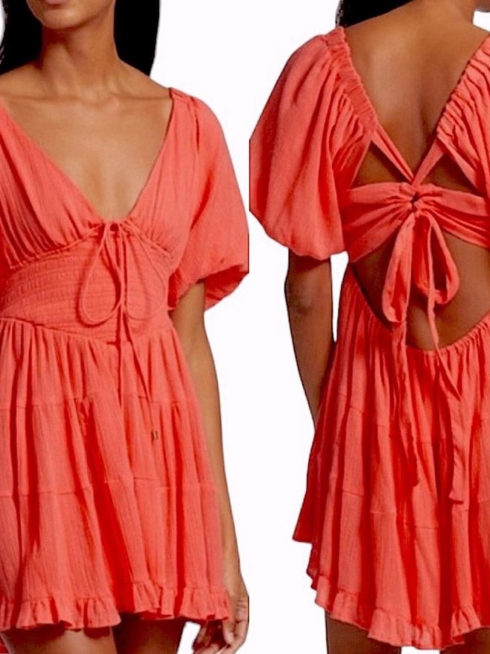 Free People Perfect Day Mini Dress in Coral- Size Medium